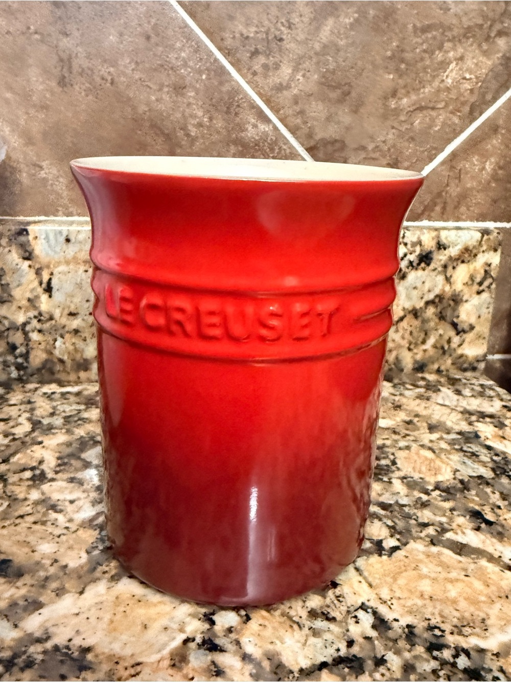 Le Creuset 6" Utensil Crock Cerise Red Ombre Stoneware Spatula Crock